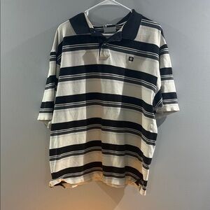 South Pole Striped Polo Shirt in Black and White